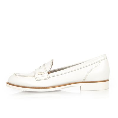 White leather loafers